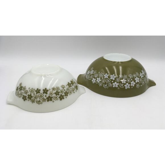 Set of 4Pyrex Green Spring Blossom Nesting Mixing Bowl Set 441 442 443 444 EUC - Picture 4 of 9